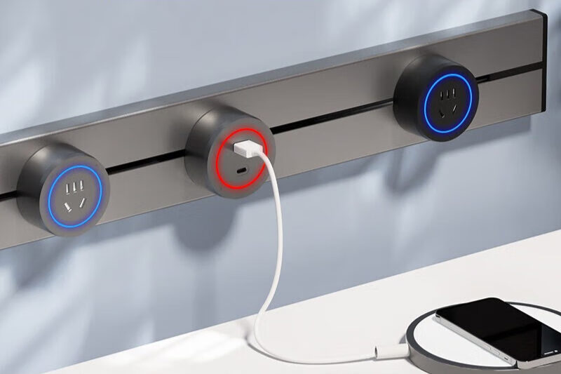 瑞桓柏滑动轨道插座轨道插座明装滑动导轨滑道滑轨插排可移动插座家用