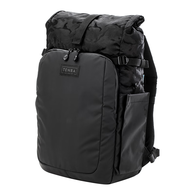 天霸美国TENBA 摄影包双肩户外防水休闲单反微单相机包上下分仓 富尔顿Fulton v2 迷彩黑色14L 637-735
