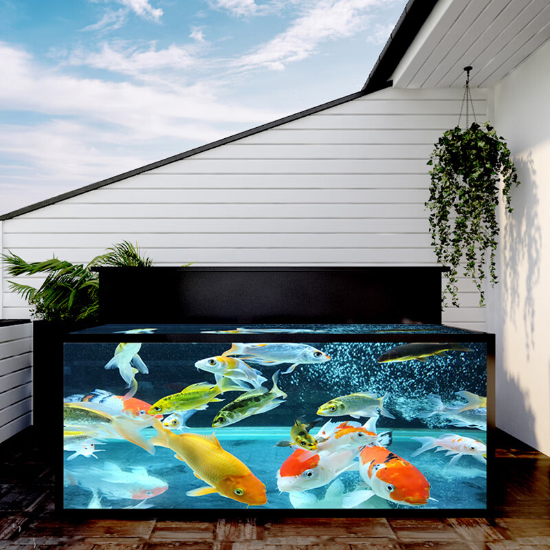 贝拉缘轻体超白锦鲤鱼缸定制大型养鱼落地缸酒店公司客厅防爆龙鱼缸