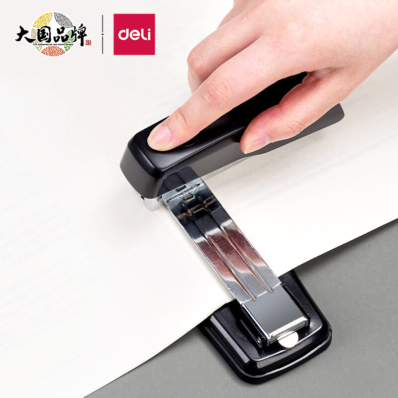 得力(deli)12#50页旋转式订书机 厚层订书器 中缝装订 临时装订可拆 办公用品 黑色0414S使用感如何?