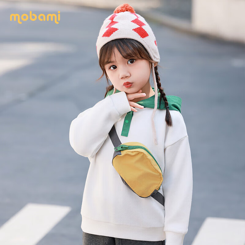 摩芭米mobami春秋婴儿衣服儿童连帽卫衣儿童宝宝毛圈带帽卫衣  绿色 130