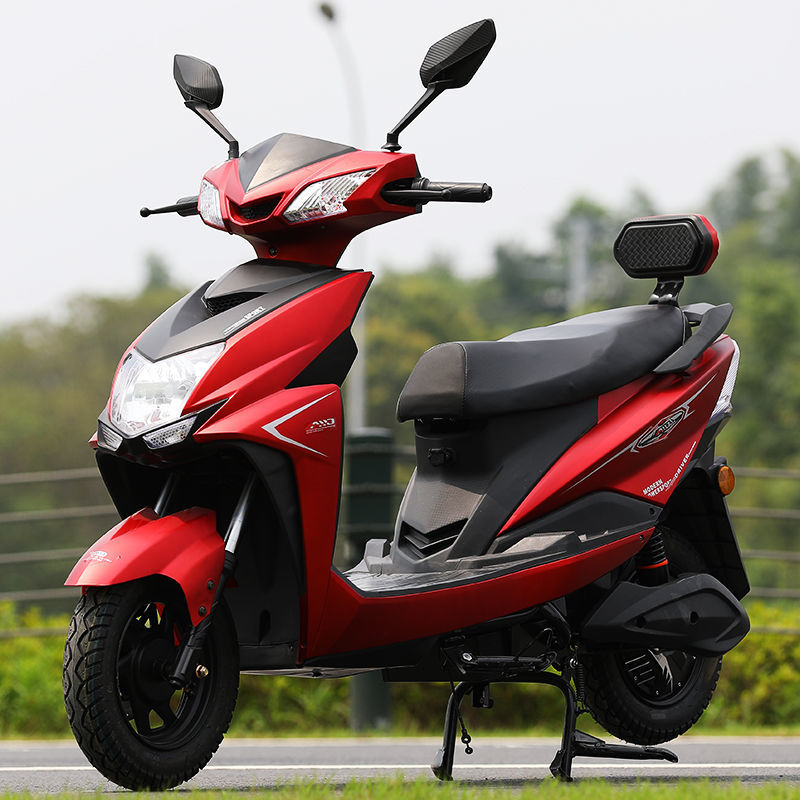 新国标 电动车72v电瓶车男女双人二轮车高配越野电动摩托车 中国红