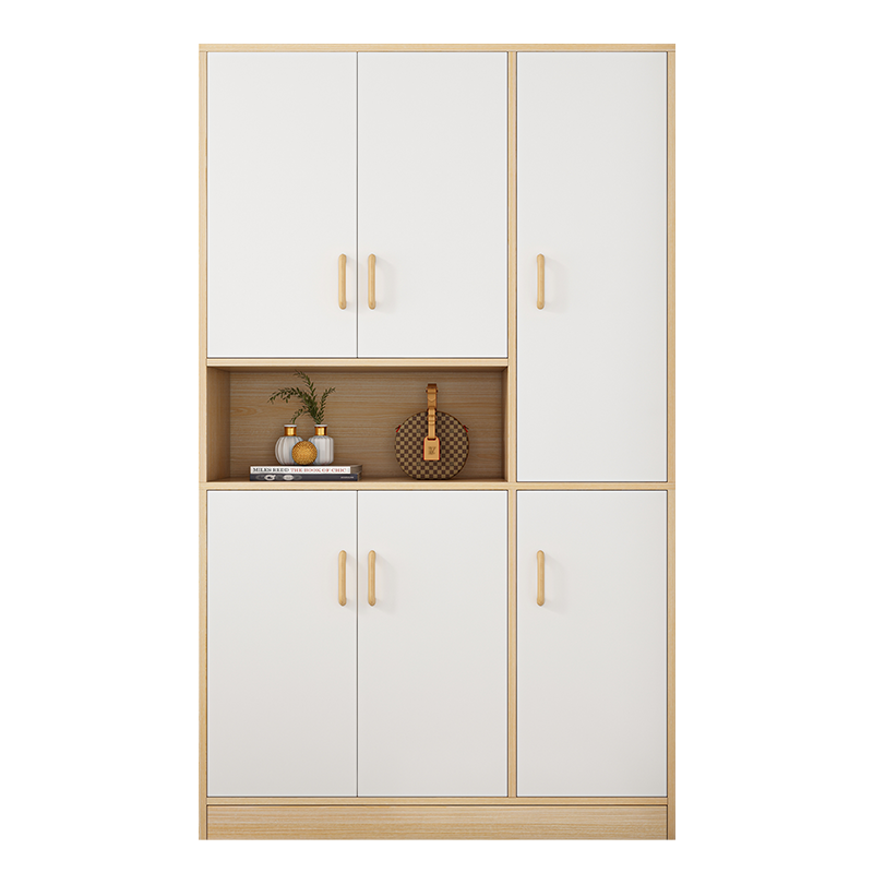 尋巧鞋柜家用门口玄关柜大容量收纳柜门厅柜多层隔断阳台柜现代简约储物柜杂物柜子 【四门款】田园橡木色60*32*180CM