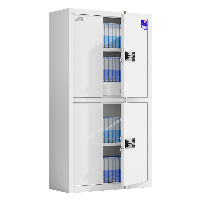 美亿莱 保密柜电子密码柜办公资料档案柜保密文件柜钢制加厚密码锁文件柜灰白色国保锁通双节保密柜带抽屉