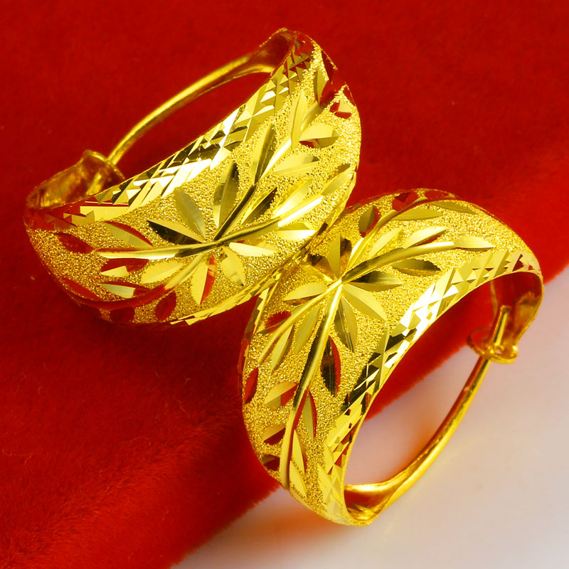 千影珠宝黄金耳环9999足金女款耳圈素金耳包真金首饰送妈妈老年人耳饰