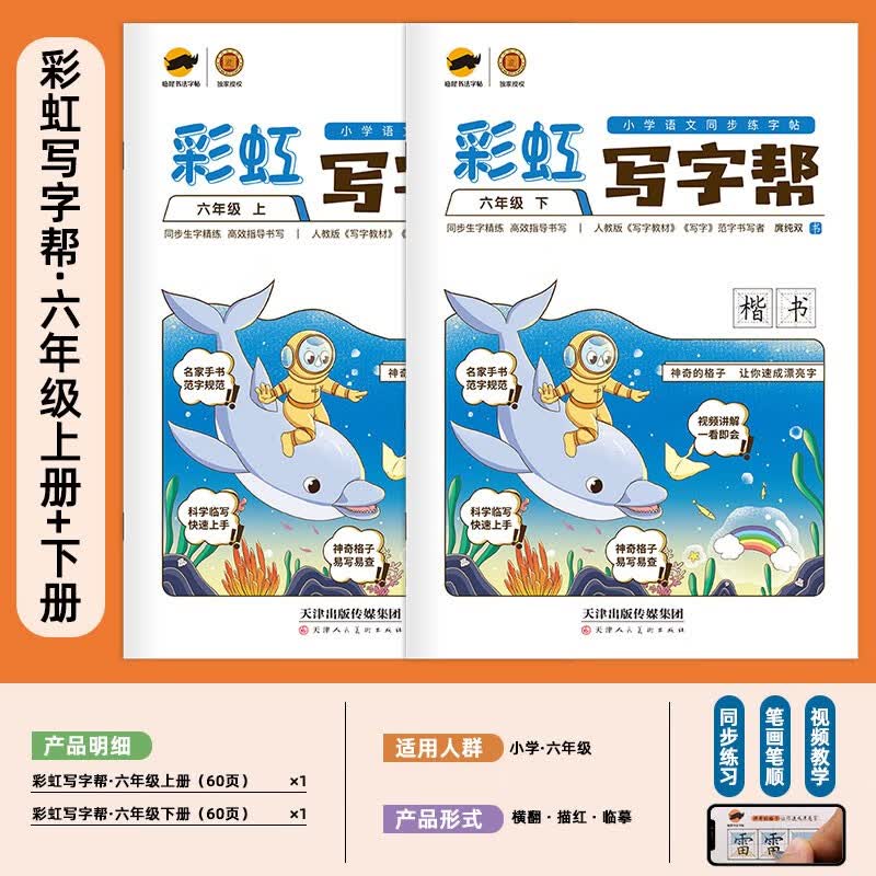 【年级可选】彩虹写字帮一二三四五六七八年级上下册语文教材同步课本同步正楷书回田米格小学生初中生练字帖钢笔临摹生字硬笔 人教版 六年级套装