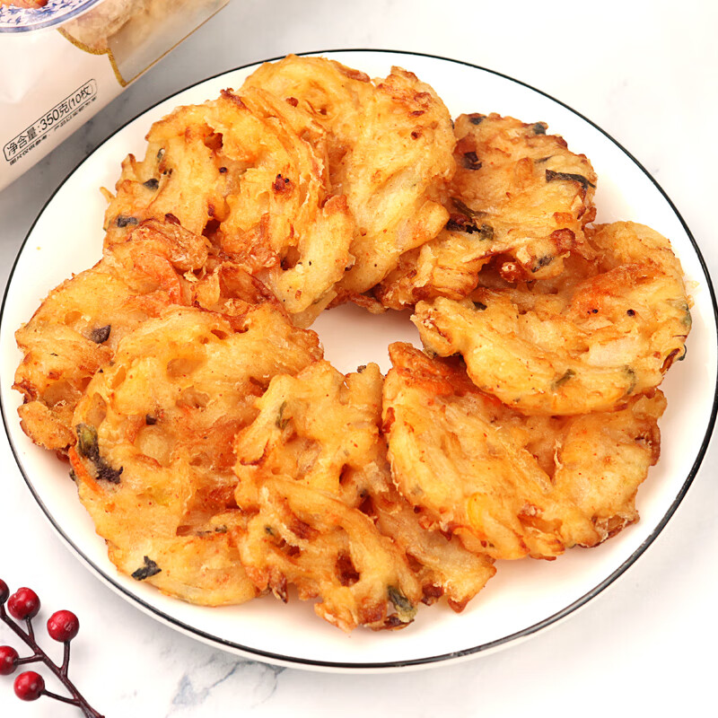 茗仟米兰虾饼350g*5包 早餐葱香蔬菜饼天妇罗半成品商用油炸点心小吃