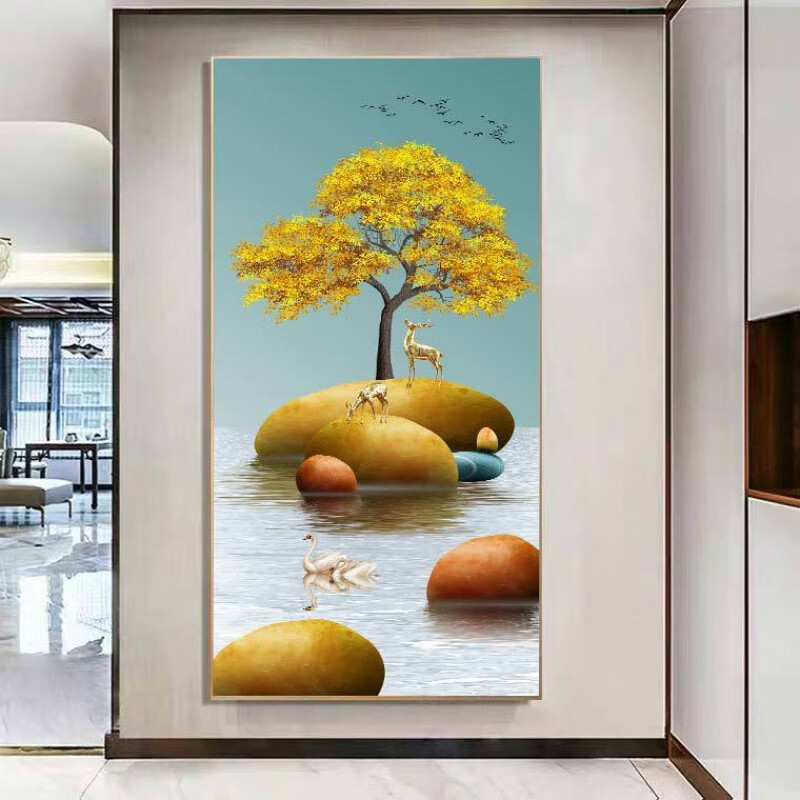 进门画玄关墙面挂画客厅装饰画壁画墙上的入户玄关装饰画竖版晶瓷画