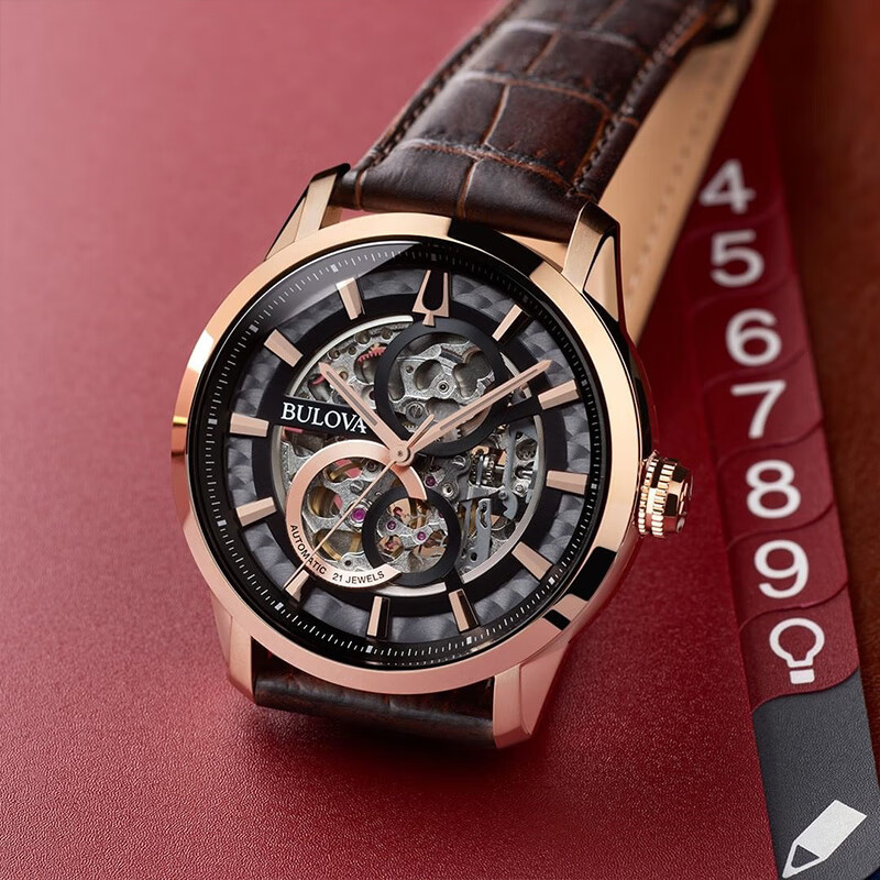 宝路华(bulova)男士手表男机械表欧美表经典萨顿系列全自动机芯皮带