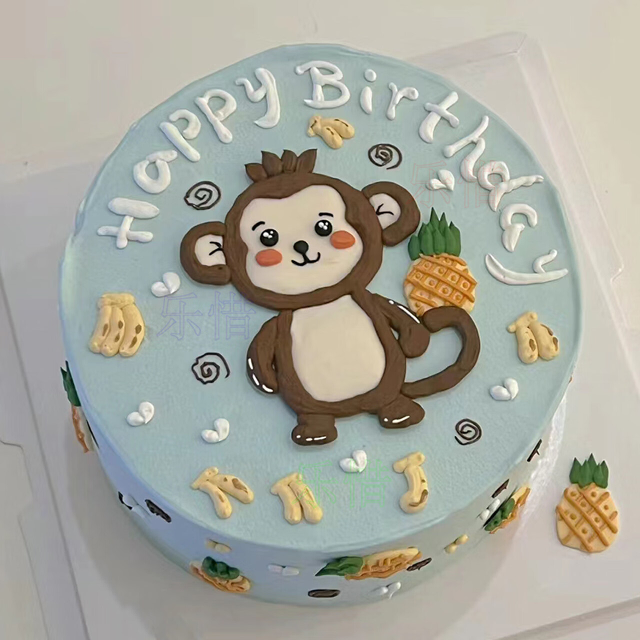 乐惜新款小猴子生日蛋糕生肖猴儿童男女孩子宝宝周岁百天全国同城配送