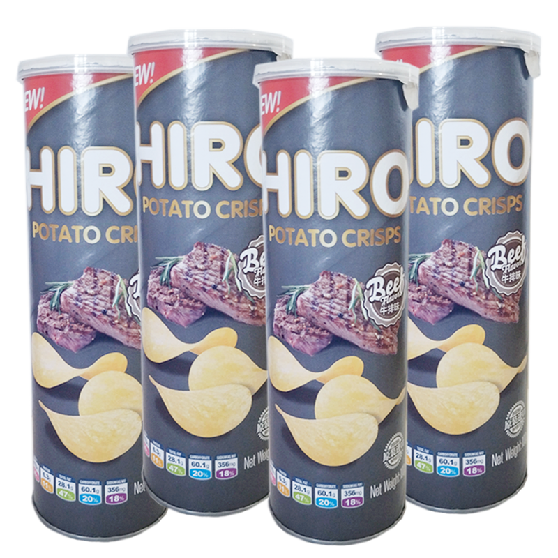 HIRO8桶 (牛排味4桶+香辣味4桶) 薯片100g/桶 印尼原装进口 膨化食品