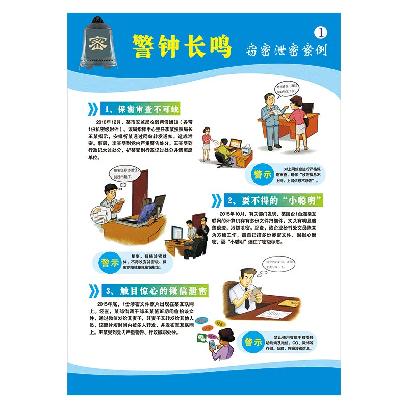 安全保密宣传教育漫画宣传画展板挂图海报窃密泄密案例宣传贴画贴纸