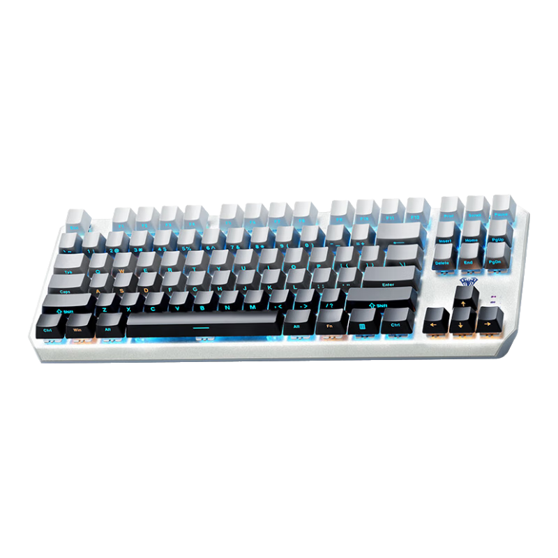 狼蛛鍵盤 f3087機械鍵盤 鍵盤機械有線鍵盤鼠標(biāo)套裝87鍵青軸炫彩燈光全鍵無沖電腦筆記本電競游戲鍵盤 【26鍵無沖+不掉色鍵帽】漸變黑茶軸鍵盤單光 有線