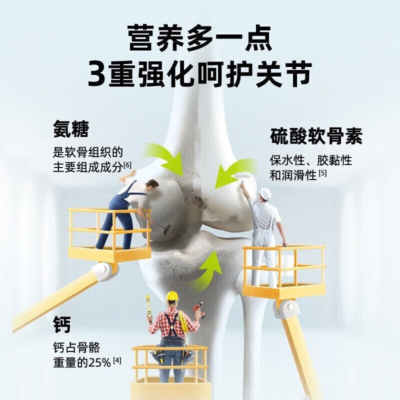 白云山拜迪生物氨基酸葡萄糖软骨素+VD钙片成人软骨钙片无蔗糖型可搭中老年钙片 氨糖软骨素 钙片 【6瓶共720粒】(无蔗糖型)三高适用