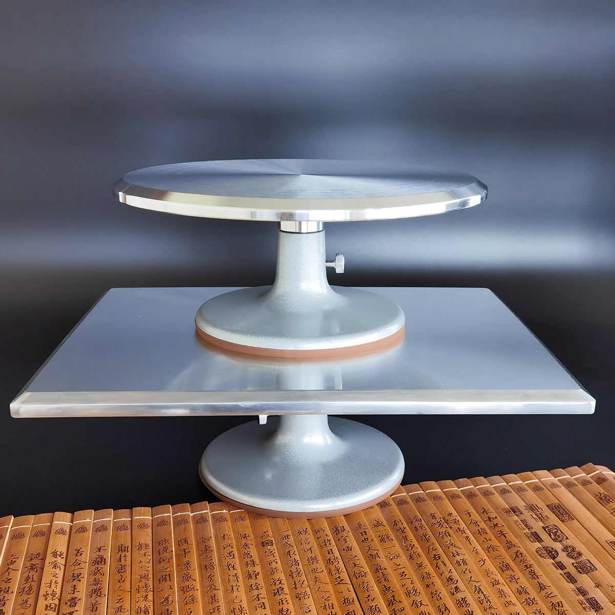 盆景转盘修剪台转盘旋转工作台盆景制作造型转盘工具可锁方形圆形 铝