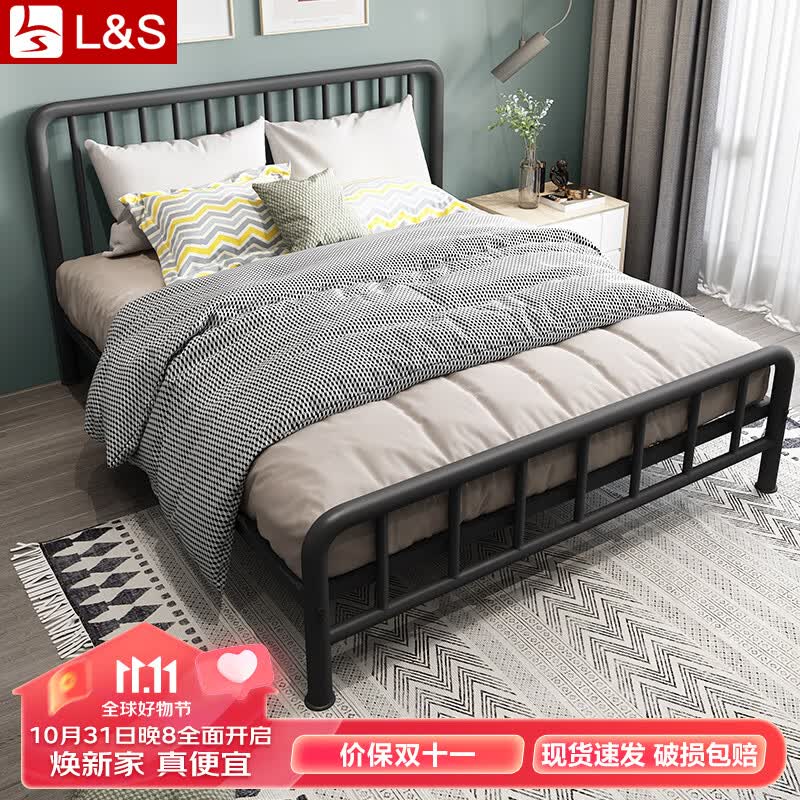 L&S 床铁艺床欧式铁架床时尚双人床简约卧室出租房宿舍龙骨床架 YC09 黑色1.5*2m（7仓发货）使用感如何?