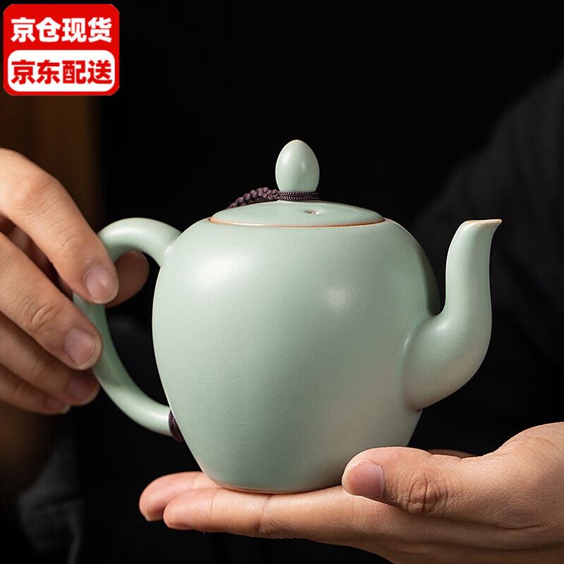 丰陶张生 song盖置汝窑茶壶陶瓷功夫茶具西施壶石瓢汝瓷套装大号过滤