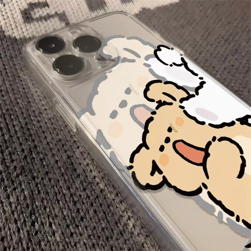 固返挨揍搞怪线条小狗适用苹果15promax情侣手机壳iphone14plus防摔透明13软壳高级感12定制型号11可爱 【飞踢白色线条小狗】透明太空壳 华为/oppo/vivo/小米/一加其他型号备