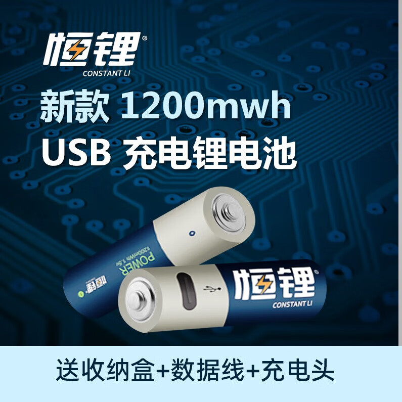 恒锂 CONSTANT LI恒锂1200mwh可充电锂电池type-c接口充电电池套装USB充电电池 【6节】1200mwh（线+盒+头）