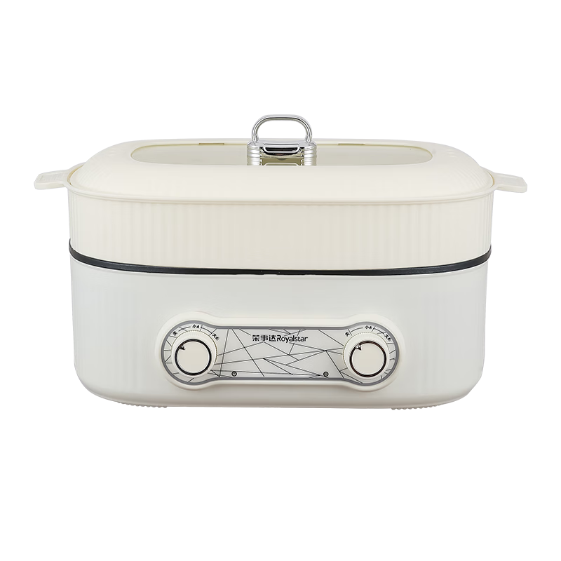 荣事达（Royalstar）火锅专用锅鸳鸯电火锅家用大容量电煮锅电热锅独立双控涮煮多功能一体鸳鸯锅 8L 鸳鸯椭圆锅【升级蒸煮两用】