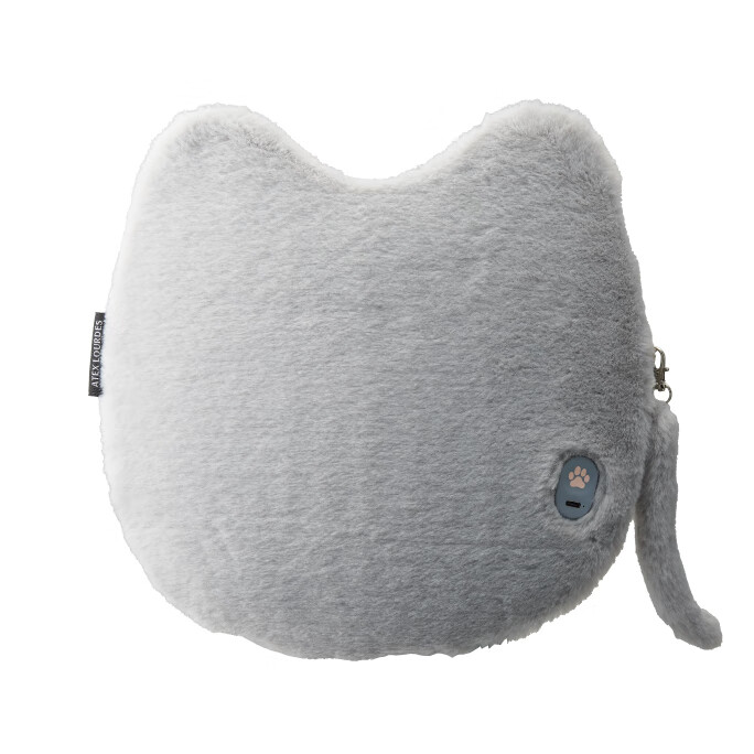 ATEX猫咪按摩垫按摩枕节日礼品充电无线 加热按摩腰部肩膀腿部多部位按摩仪 猫咪按摩枕AX-140灰色