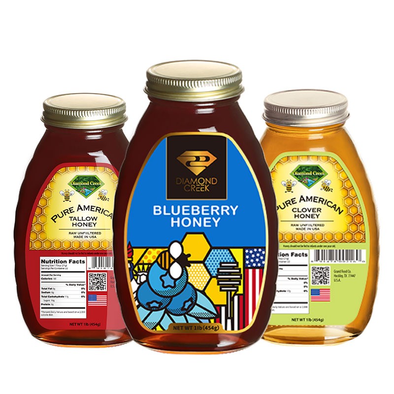 钻石小溪 美国原装进口蜂蜜 三瓶特惠装 蓝莓乌桕三叶草真蜂蜜纯正天然 0脂0添加 454g