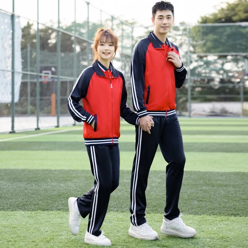 skgoldy迪弟中学生校服三件套夏季红短袖男女运动会演出团体服高中生