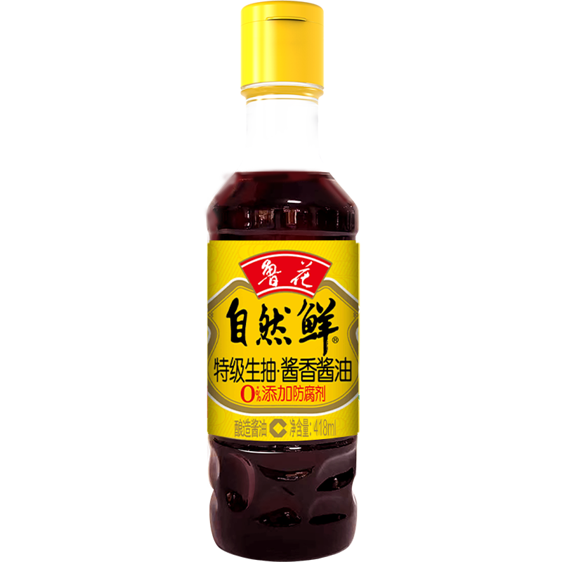鲁花自然鲜系列 酱香酱油【 0添加防腐剂 特级生抽】418ml 厨房调味品