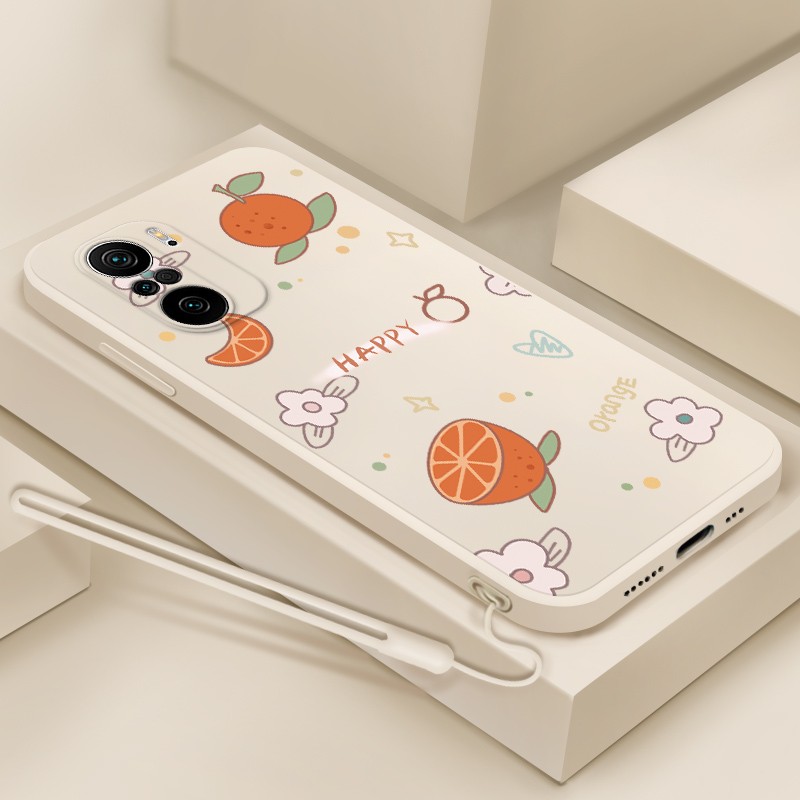 倍思力 适用红米K40手机壳小米Redmi K40新款男女潮流网红保护套全包磨砂防摔软外壳 古董白-缤纷柚子+手绳 红米K40/k40pro通用