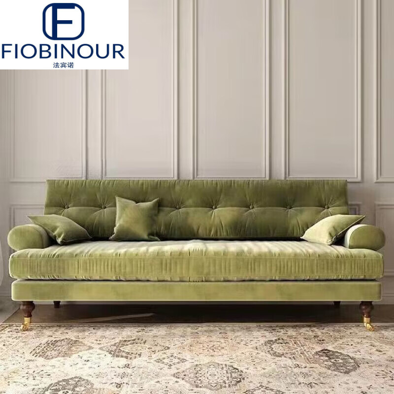 法宾诺FIOBINOUR法式复古丝绒沙发客厅现代简约单双三人小户型美式布艺可拆 主图色 单人位98*90*88
