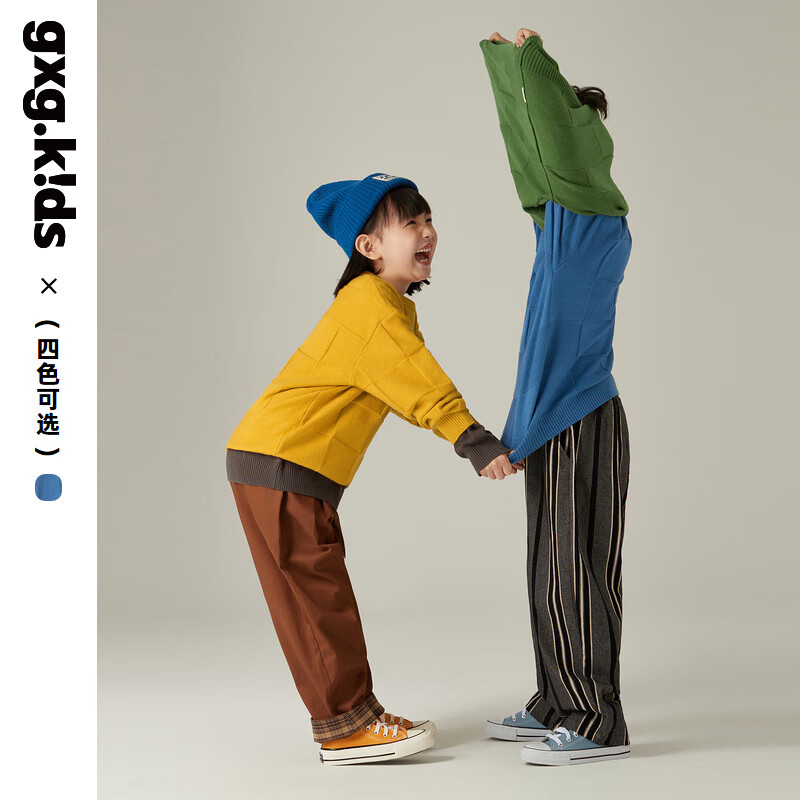 gxgkids童装儿童毛衣男女童毛衫2022秋冬新款棋盘格 蓝色 140cm怎么看?