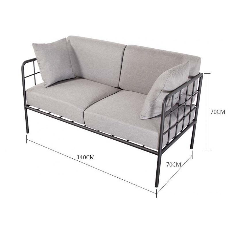 沙发白色铁艺简约现代咖啡厅餐桌椅组合服装店 双人座140cm(黑色架子)