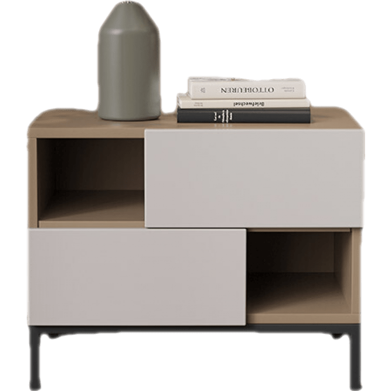 儒黛 整装床头柜北欧ins撞色简约现代风格床边桌子小户型卧室储物柜 卡其色拼色床头柜 整装