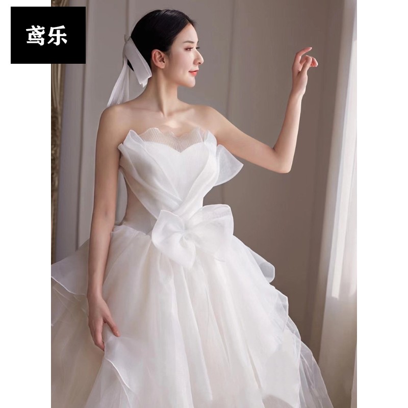 鸢乐【本店热销】高档轻奢品牌抹胸法式主轻婚纱2024新款新娘孕妇奢华