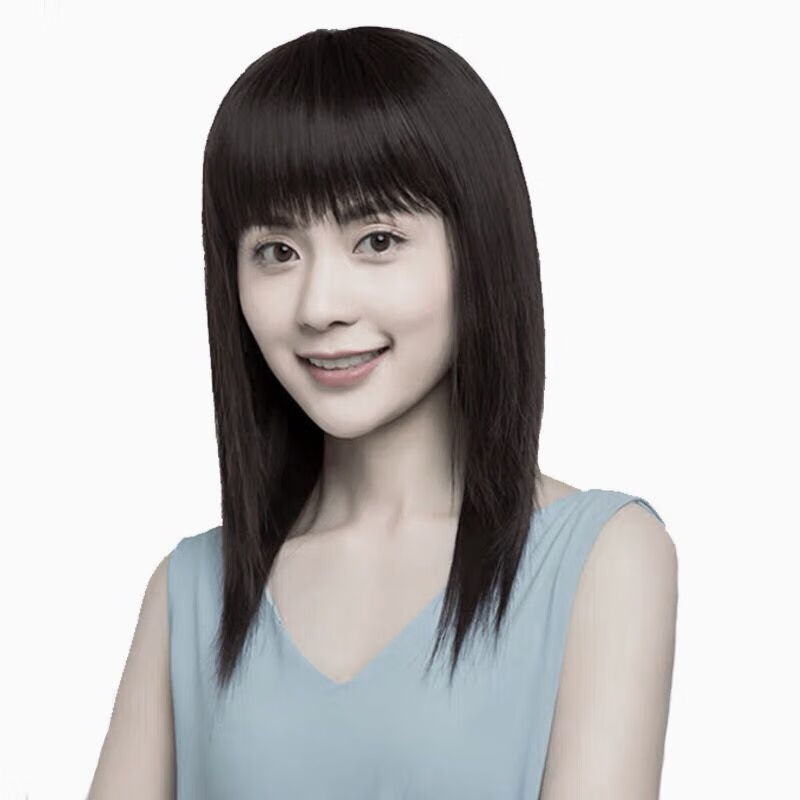 假发女长直发全头套长发逼真齐刘海中长发假发套中老年妈妈假头发