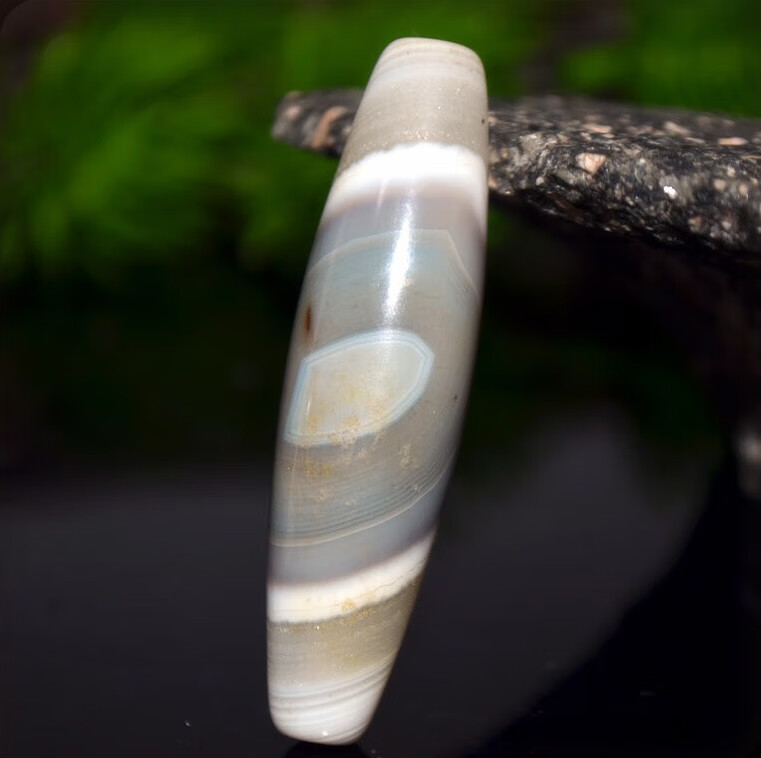 兴颖奶白色缠丝玛瑙勒子大佛眼单珠配珠吊坠西藏diy配饰 y配饰