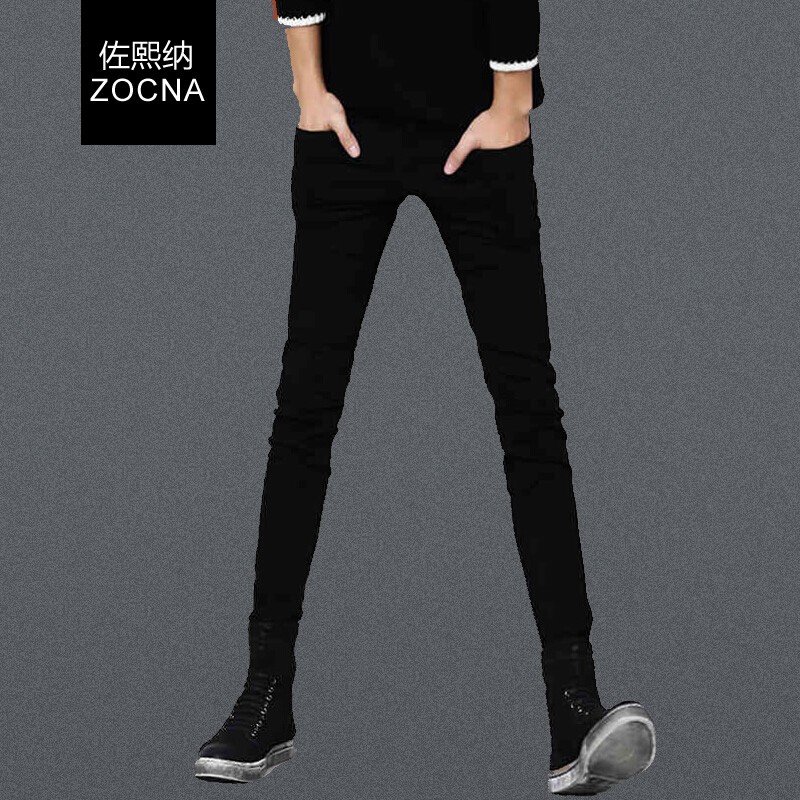 zocna夏季薄款黑色修身牛仔裤男士 小脚紧身弹力休闲长裤子显瘦四季款