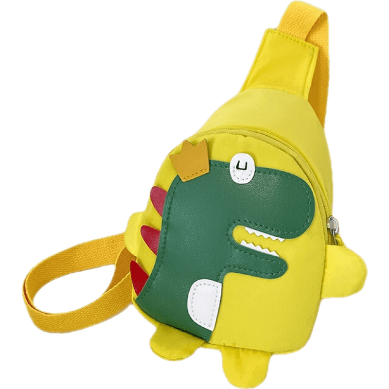小侯爺兒童背包戶(hù)外出游兒童包包卡通恐龍小男孩胸包時(shí)尚寶寶斜挎包洋 黃色