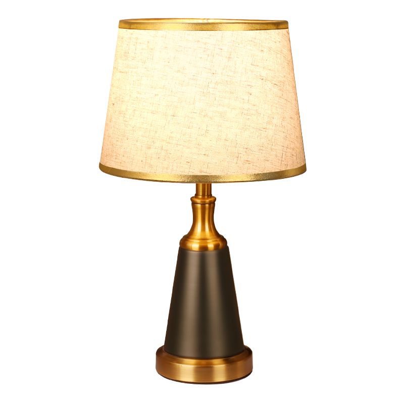 宅品（home taste）中式古典臺燈中國風(fēng)感應輕奢臺風(fēng)臥室可調光高級感觸摸床頭燈復古 【金邊亞麻罩】 遙控開(kāi)關(guān)+7W 調光調色LED