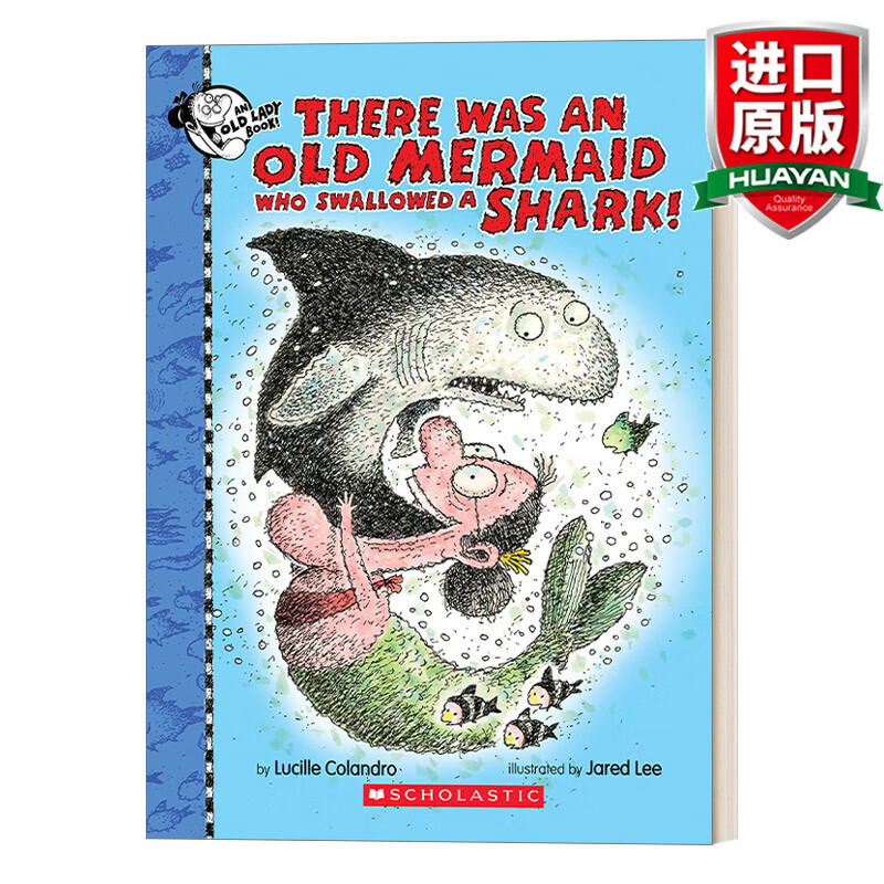 英文原版绘本 有个老美人鱼吞了一条鲨鱼 精装 there was an old
