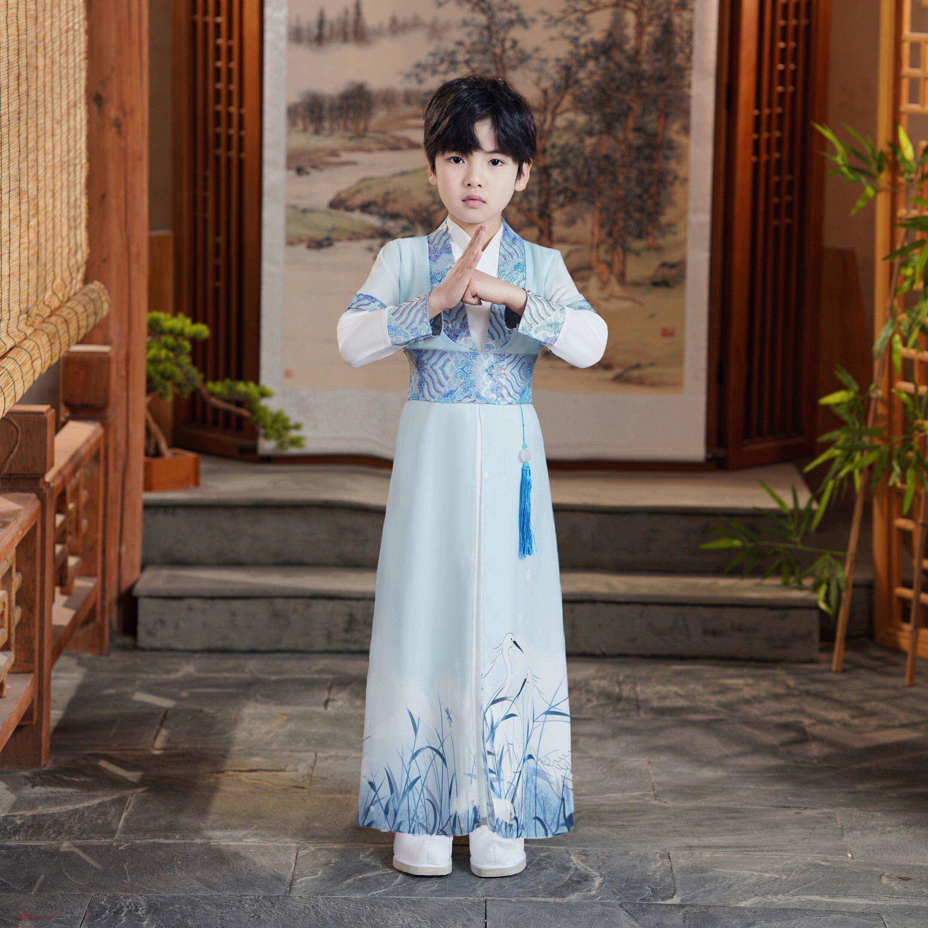 缪百伦  mewbballe男生汉服小学生儿童套装帅气古装公子侠客服中国风