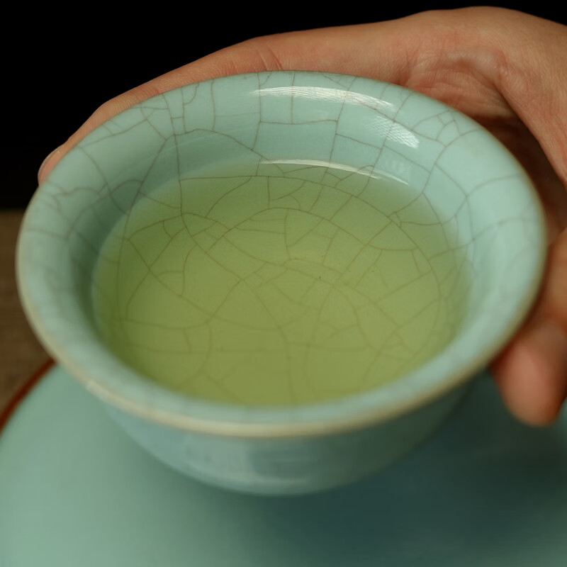 汝誉天下【新年礼物】汝窑茶具茶杯水杯主人杯压手杯汝瓷天青冰裂陶瓷茶盏 压手杯(单杯)85ml1只