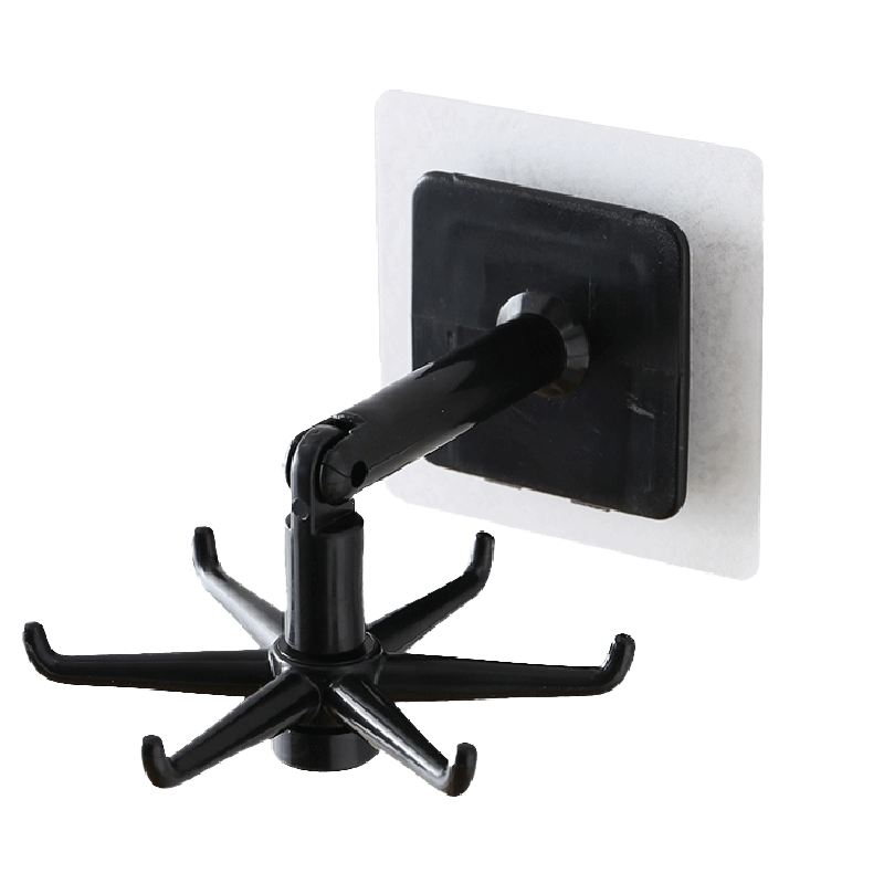 林家小子360度可旋转挂钩免打孔六爪厨房铲子勺子收纳挂架壁挂墙上置物架 白色