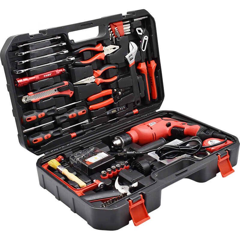 卡夫威尔 p14006a 128件套冲击钻 电钻工具箱 工具套装 大型工具组套