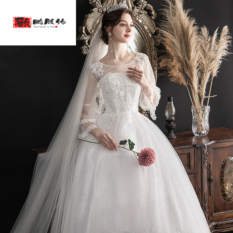 大码胖mm遮肉显瘦婚纱 胖人婚纱礼服大码显瘦孕妇大肚子 胖mm新款2019