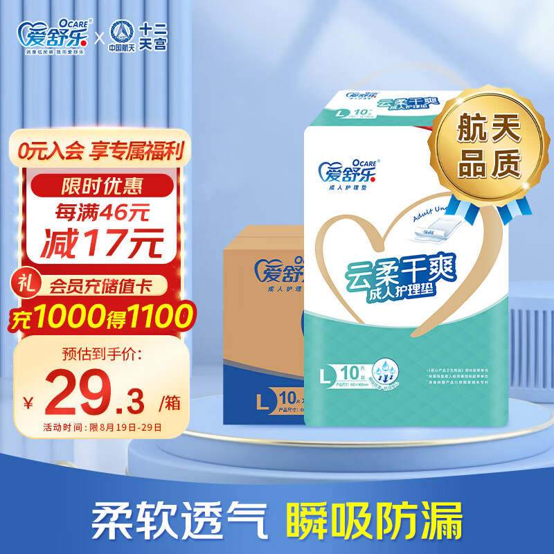 爱舒乐 成人护理垫L30片 (尺寸:60cm*90cm) 老人隔尿垫 产妇产褥垫 尿垫使用感如何?