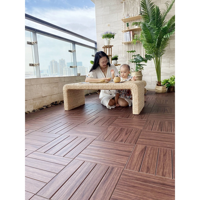 塑木木塑户外地板生态木阳台木地板diy 花园灰色塑木露台地板防腐木板