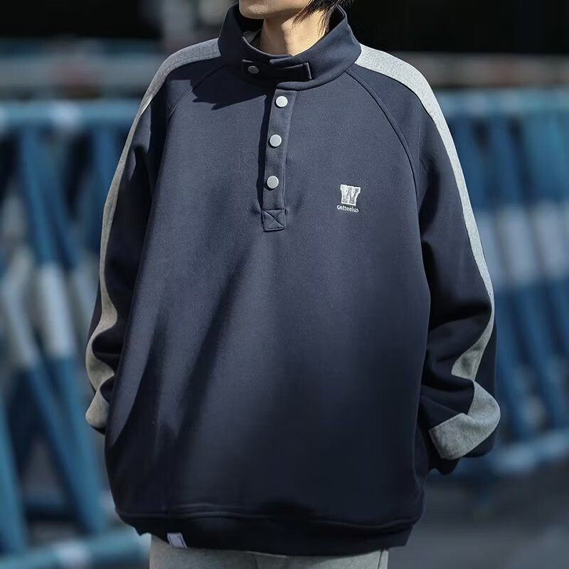 POUM男装联名情侣卫衣男秋冬季美式加绒加厚嘻哈痞帅保暖外套无帽上衣 WLFS-926灰色 L