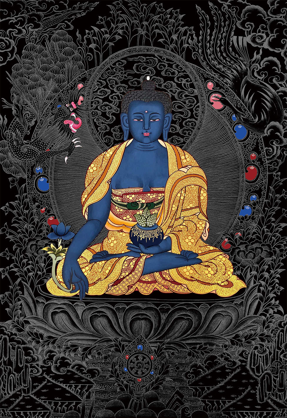 米向6015  药师琉璃光如来药师佛描金唐卡静心减压佛像涂色线稿