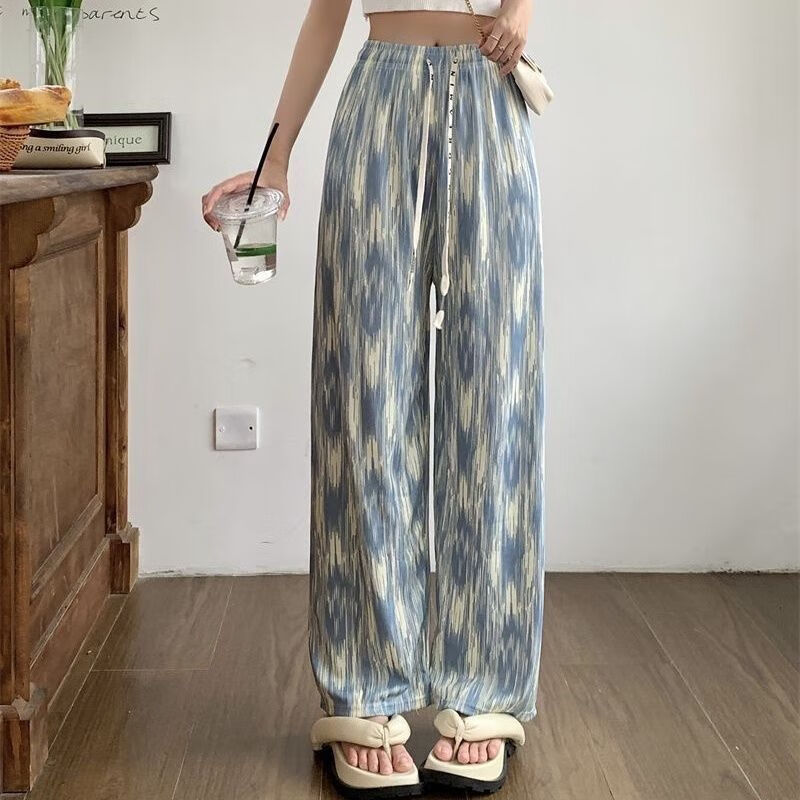 贝吉棋扎染裤子女爵士跳舞裤秋季薄款彩色高腰宽松嘻哈街舞运动裤